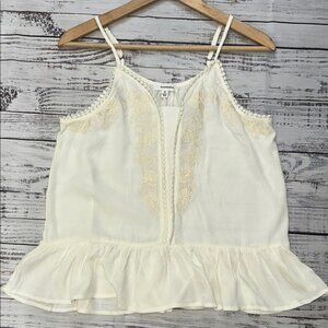 Eyeshadow Cream Embellished Ruffled Camisole‎ Sz. M